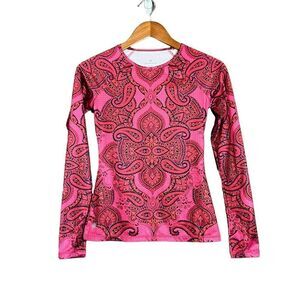 Athleta paisley print long sleeve work out shirt